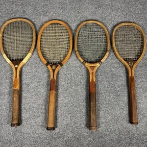 Antique Vintage Early 1900s Tennis Racquet Spauling , Champion, Wright Ditson 4